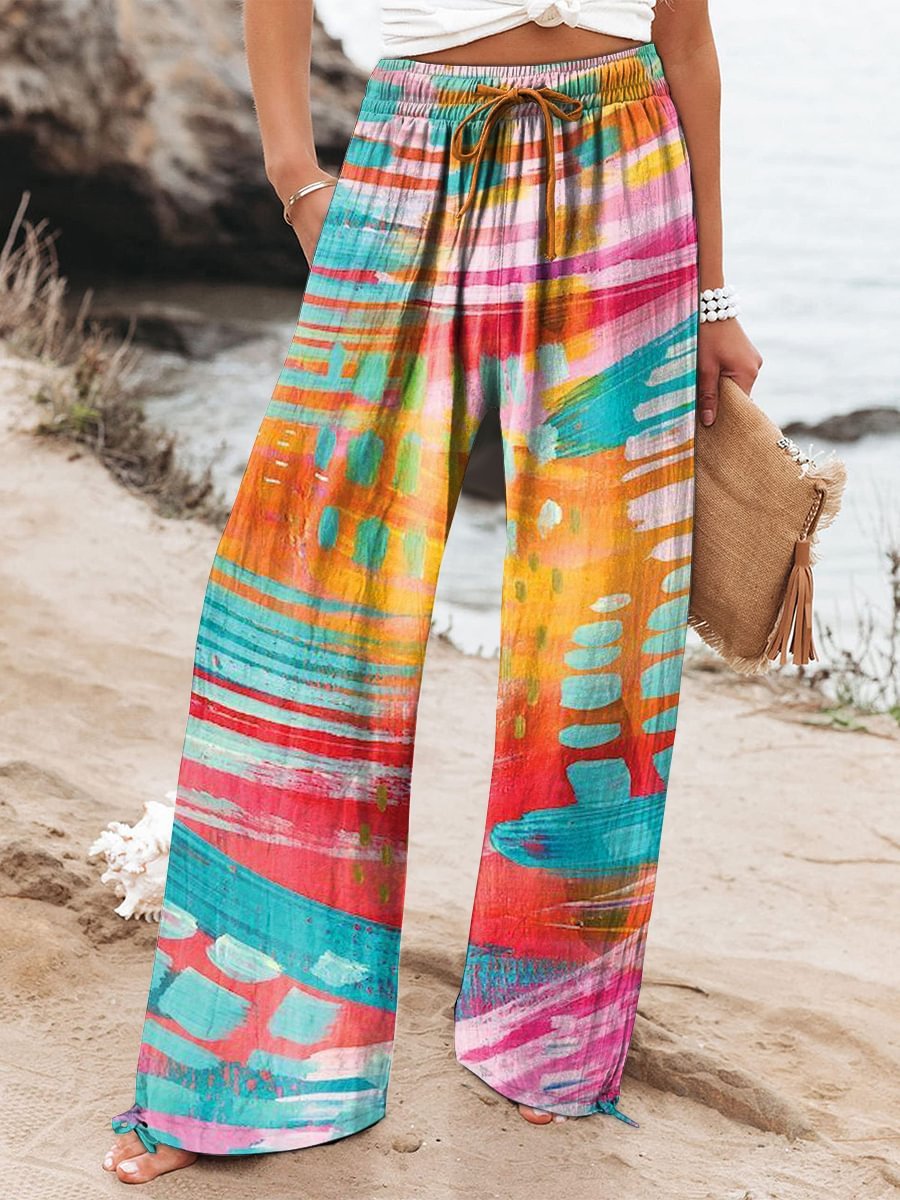 Women's Floral Art Printed Casual Pants