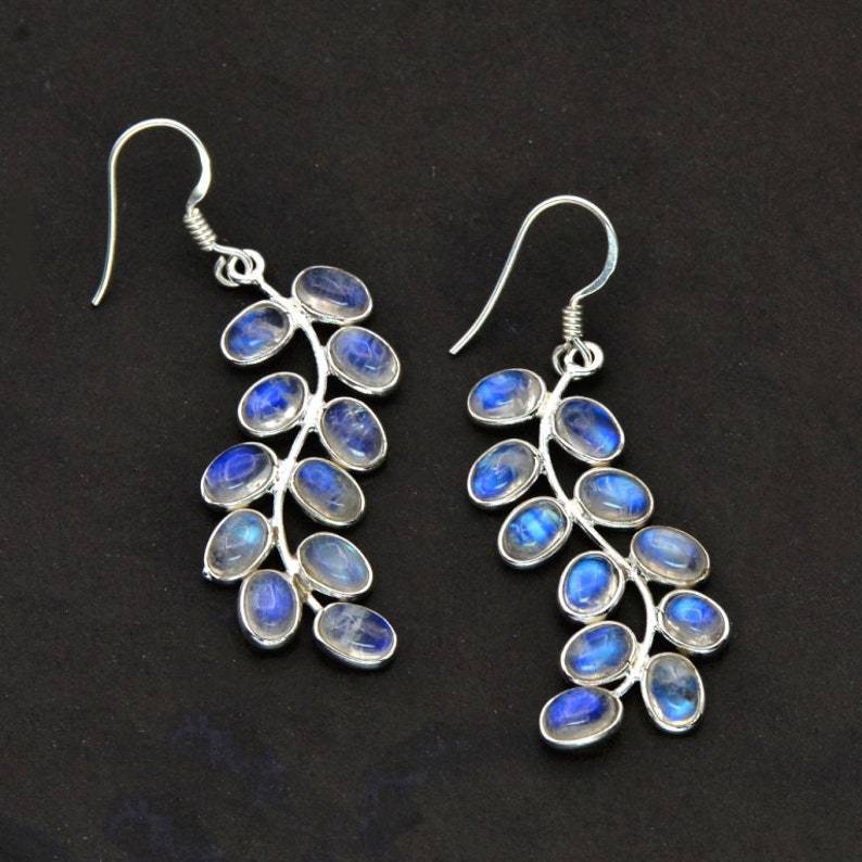 Aurora – Rainbow Moonstone Dangle Earrings