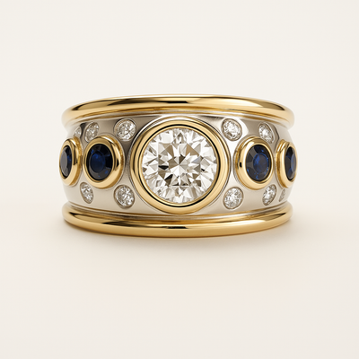Sora - Vintage Golden Inlaid Zirconia Ring