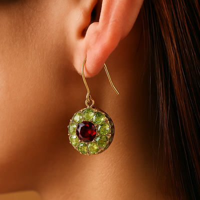 Esme – Vintage Green & Red Crystal Earrings