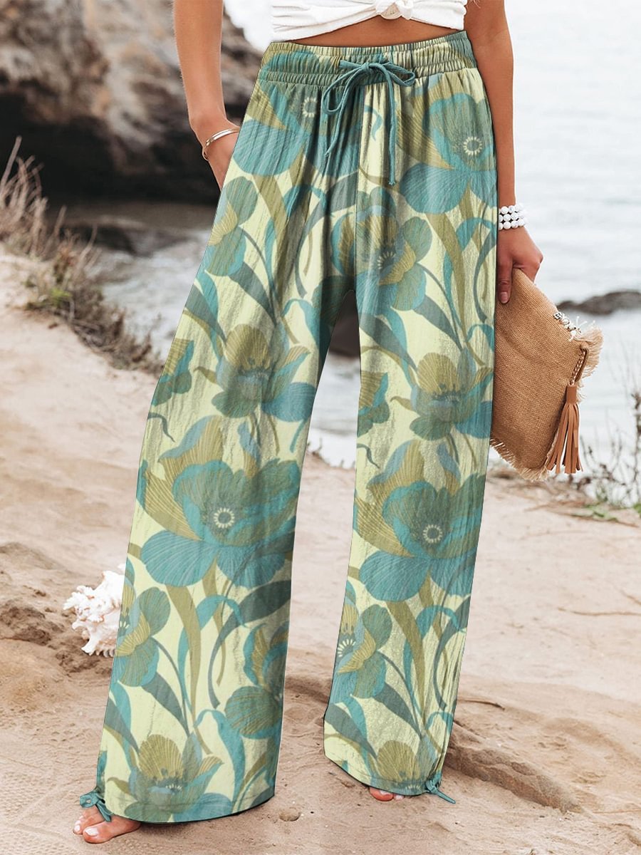Women's Floral Art Printed Casual Pants