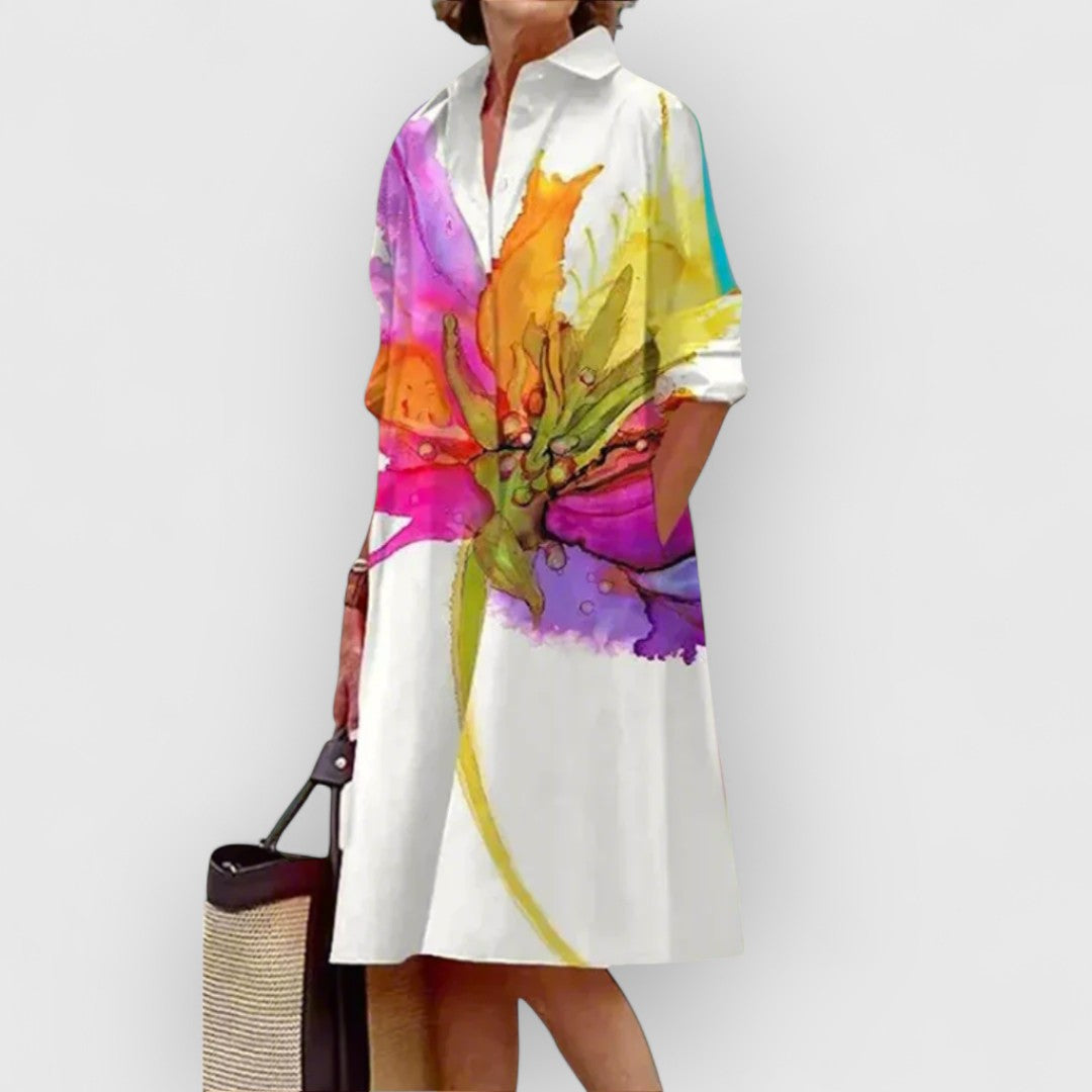 Scarlett – White Bloom Shirt Dress