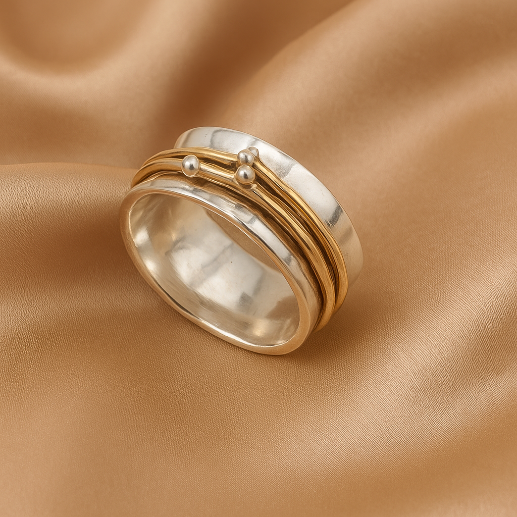 Vintage Gold Layered Silver Ring