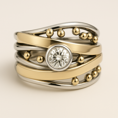 Vivienne – Gold Filigree Ring with Zirconia Glow
