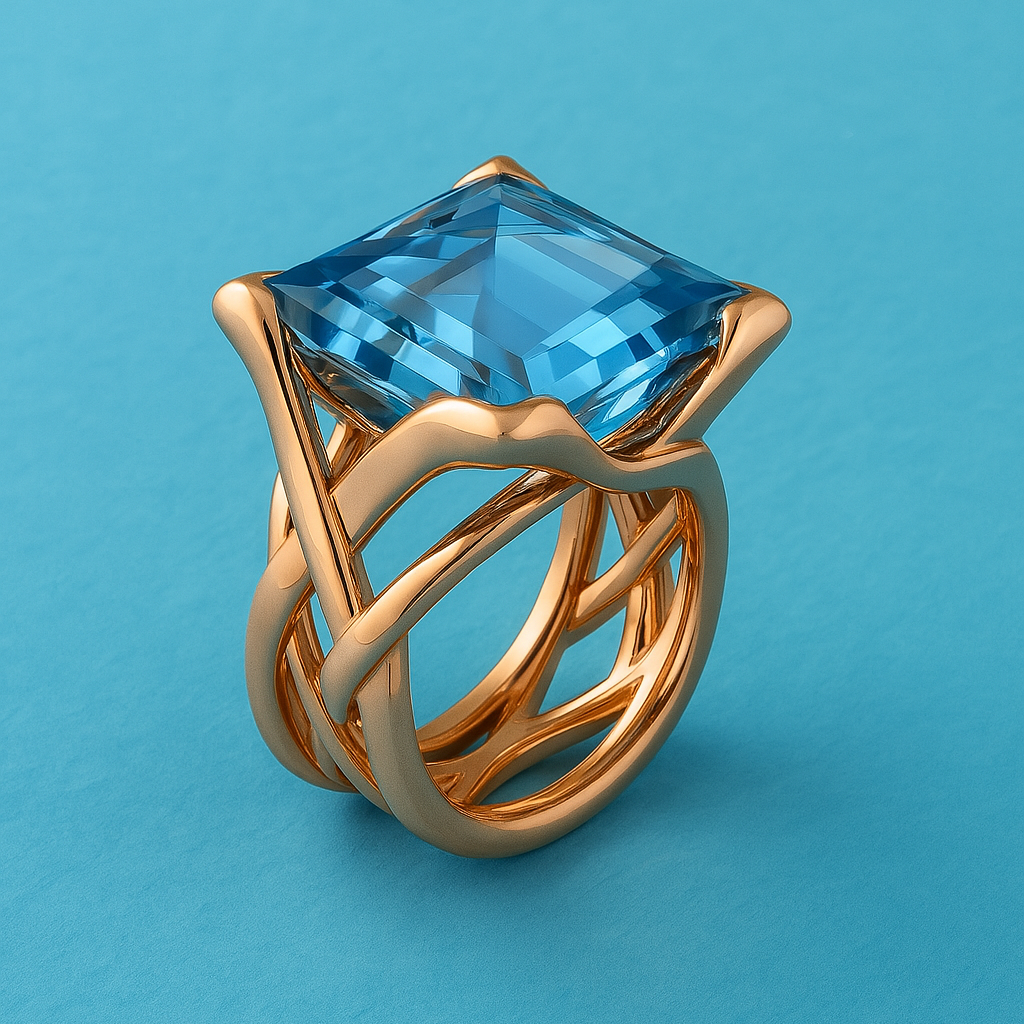 Mira - Vintage Rose Gold Blue Zirconia Ring