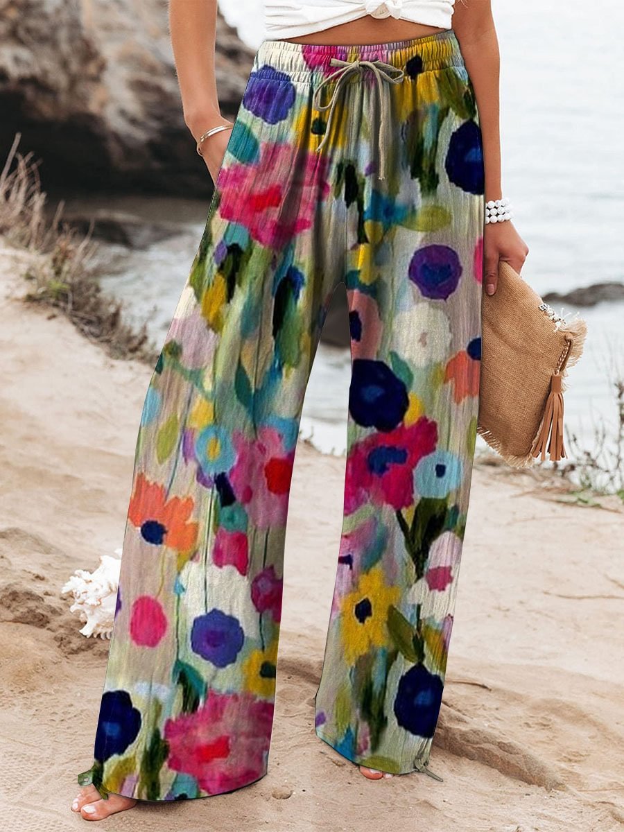Women's Floral Art Printed Casual Pants