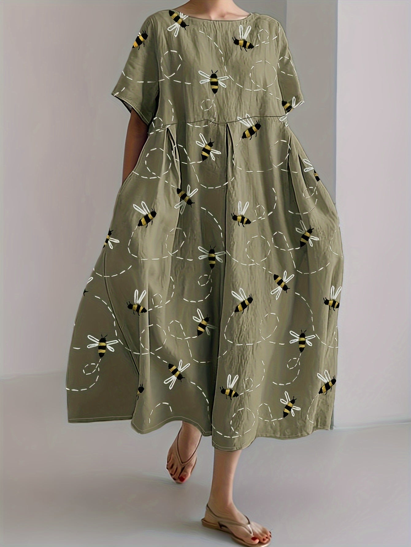 SPRINGTIME - Bee Dance Flowy Midi Dress