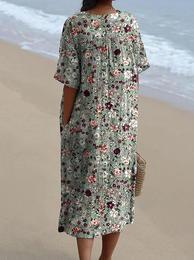 Midnight Small Spring Floral Pattern Printed Women's Flowy Dress