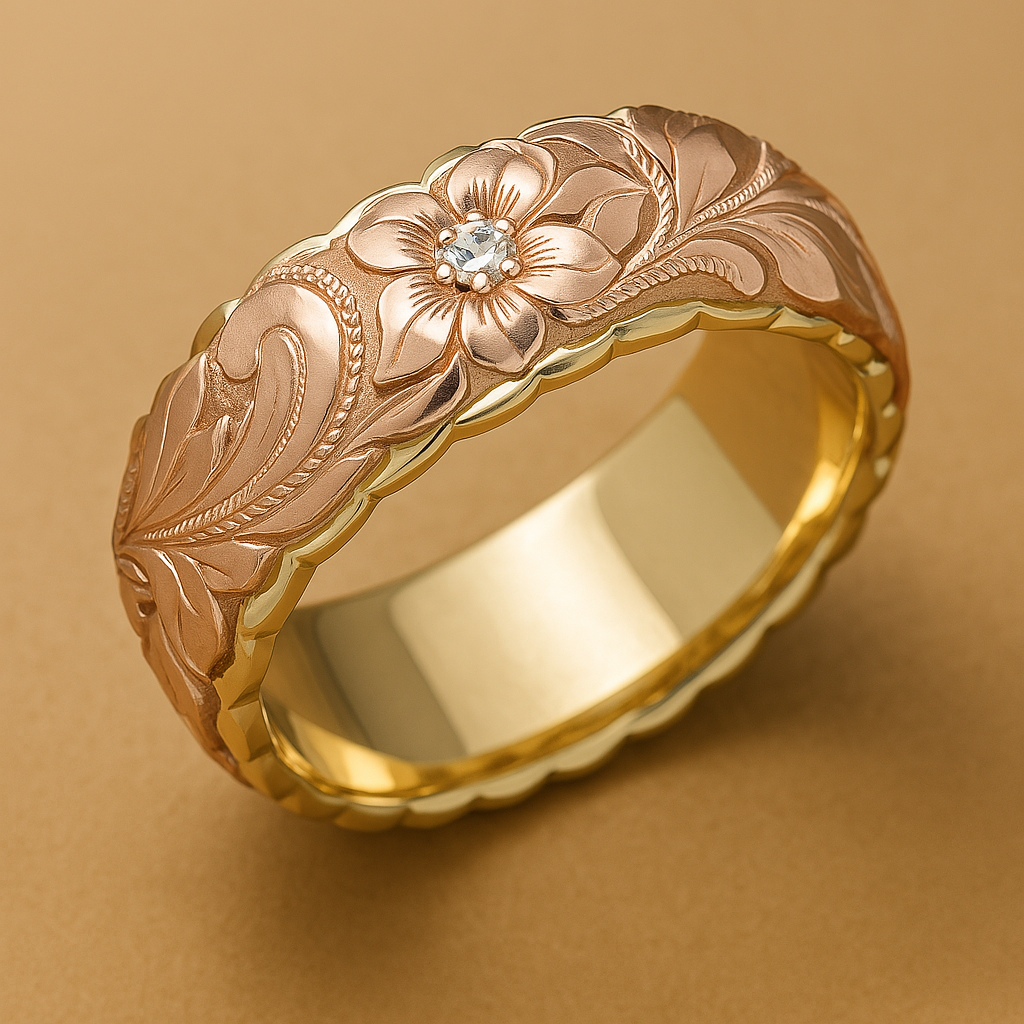 Celeste – Romantic Gold Rosebud Accent Ring