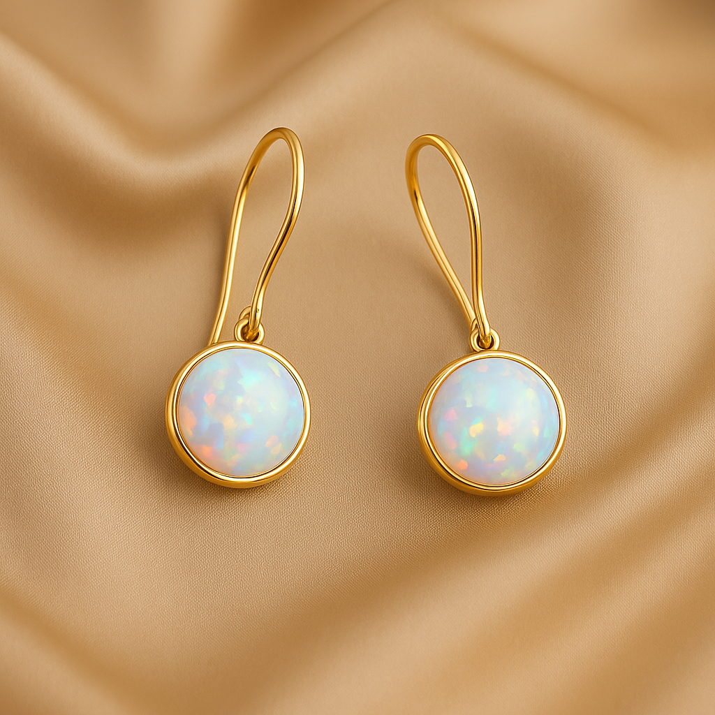 Vintage Opal Stone Gold Earrings