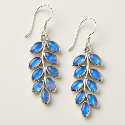 Aurora – Rainbow Moonstone Dangle Earrings