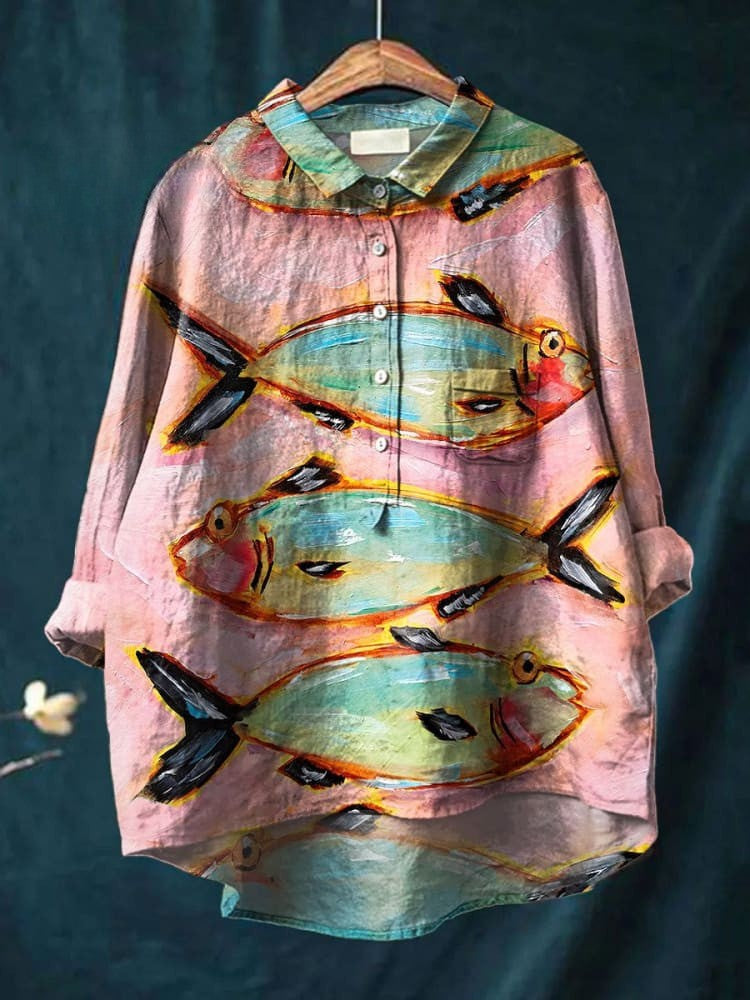 June – Vintage Fish Art Print Shirt