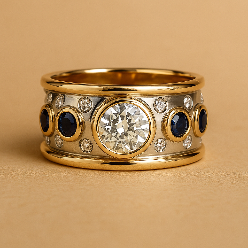 Sora - Vintage Golden Inlaid Zirconia Ring