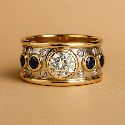 Sora - Vintage Golden Inlaid Zirconia Ring