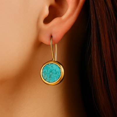 Amelie - Gold Earrings with Turquoise Stone