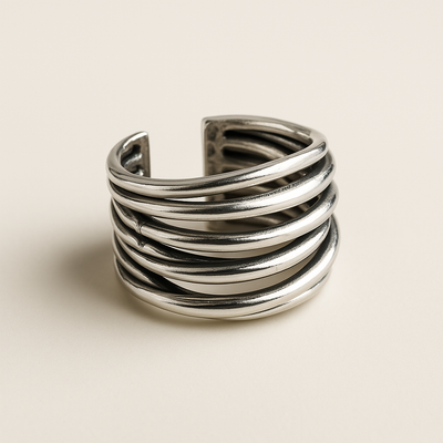 Clara – 925 Sterling Silver Adjustable Layered Ring