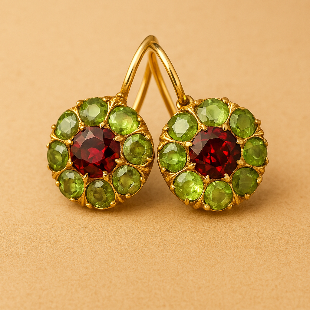 Esme – Vintage Green & Red Crystal Earrings