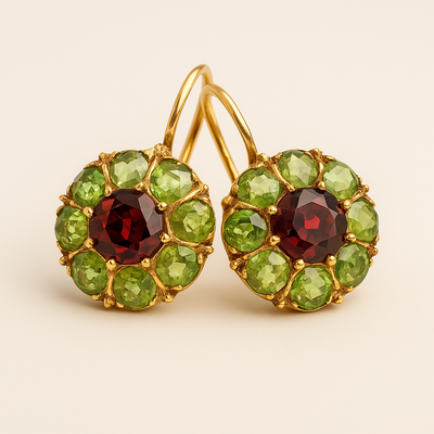Esme – Vintage Green & Red Crystal Earrings