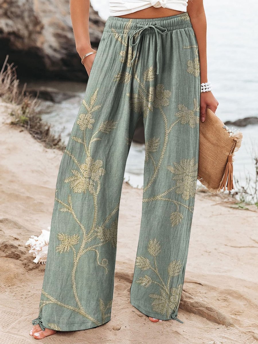 Women's Floral Art Printed Casual Pants