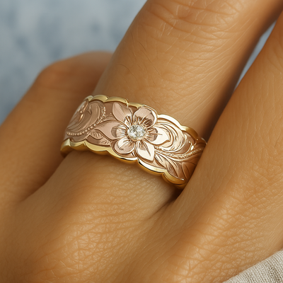 Celeste – Romantic Gold Rosebud Accent Ring