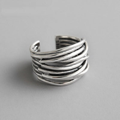 Clara – 925 Sterling Silver Adjustable Layered Ring