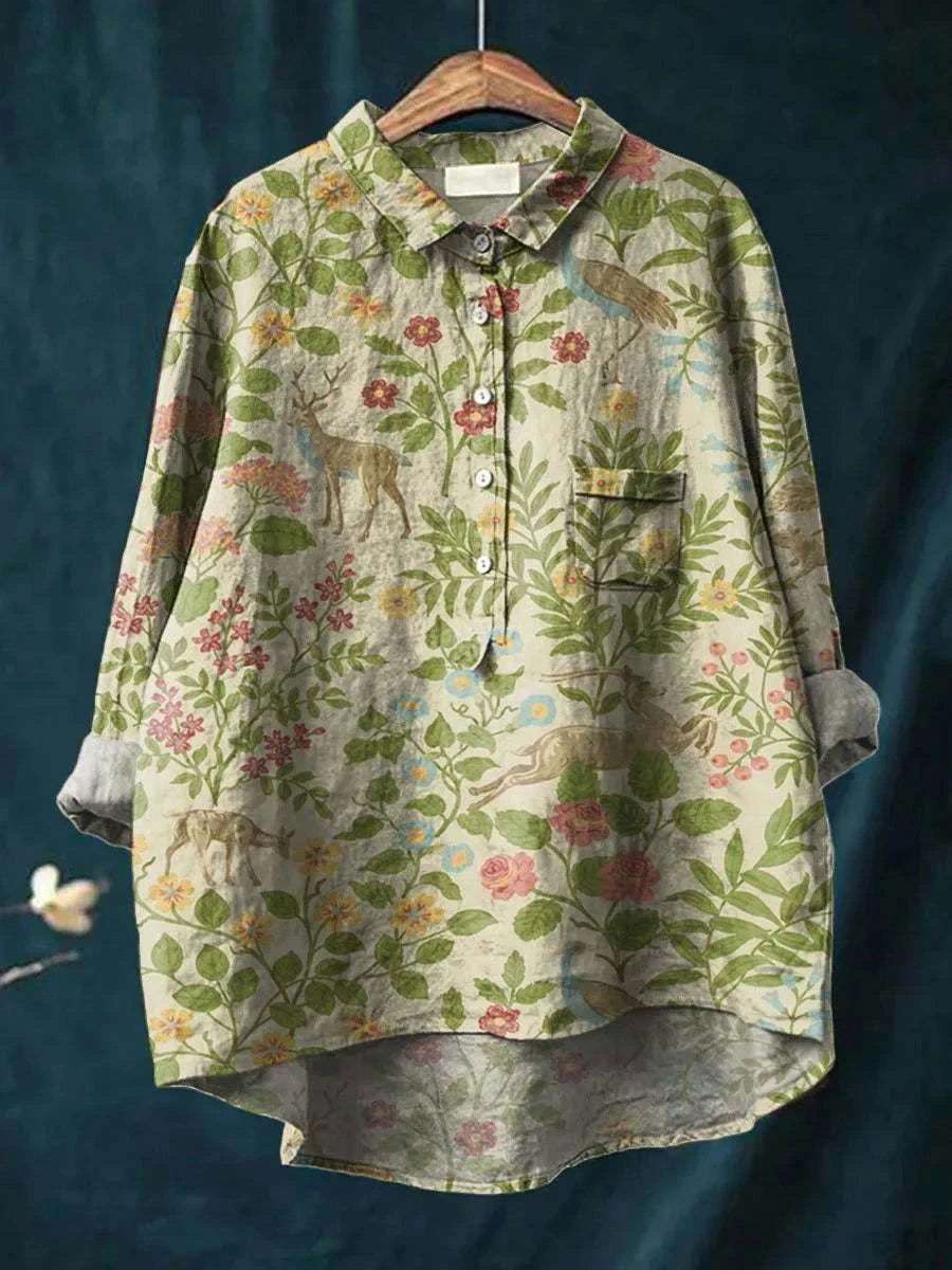 Celeste – Vintage Floral Animal Shirt