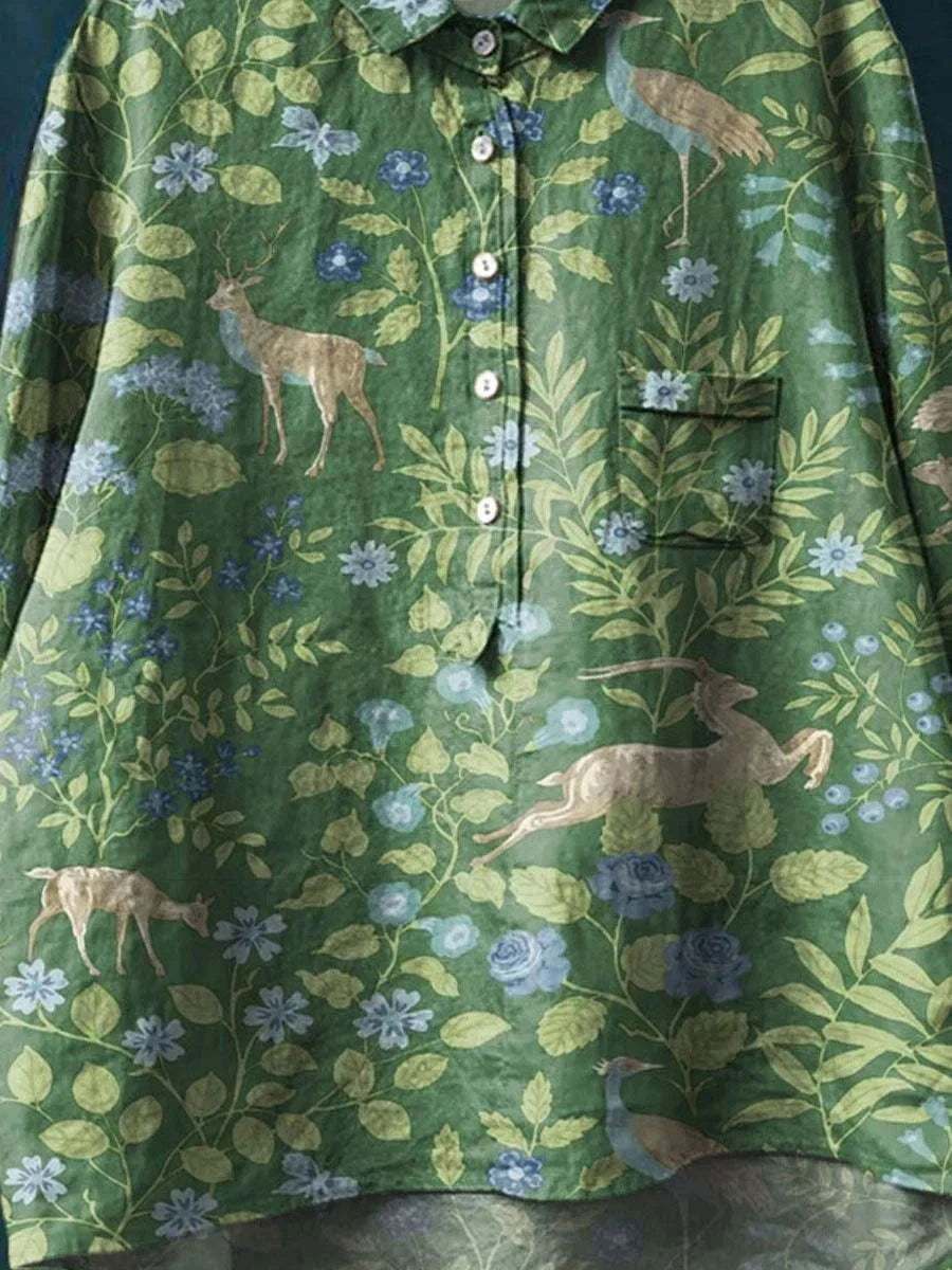 Celeste – Vintage Floral Animal Shirt