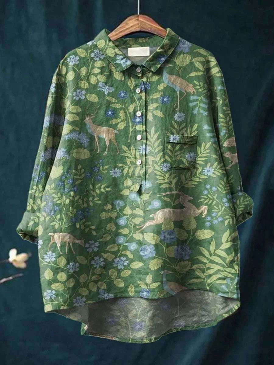Celeste – Vintage Floral Animal Shirt