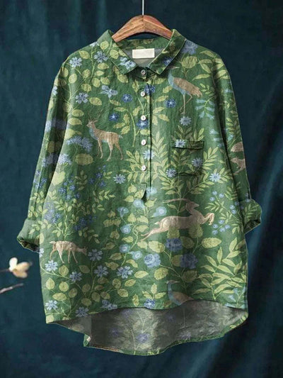 Celeste – Vintage Floral Animal Shirt