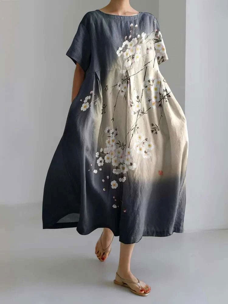 Midnight – Retro Floral Midi Dress
