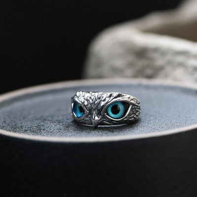Liora – Opalescent Owl Charm Ring