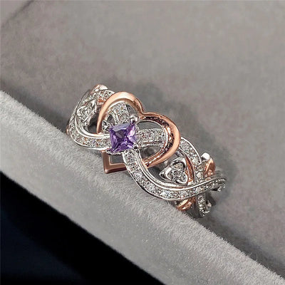 Heart Ring with Romantic Rose Flower~