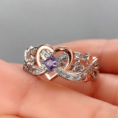 Heart Ring with Romantic Rose Flower~