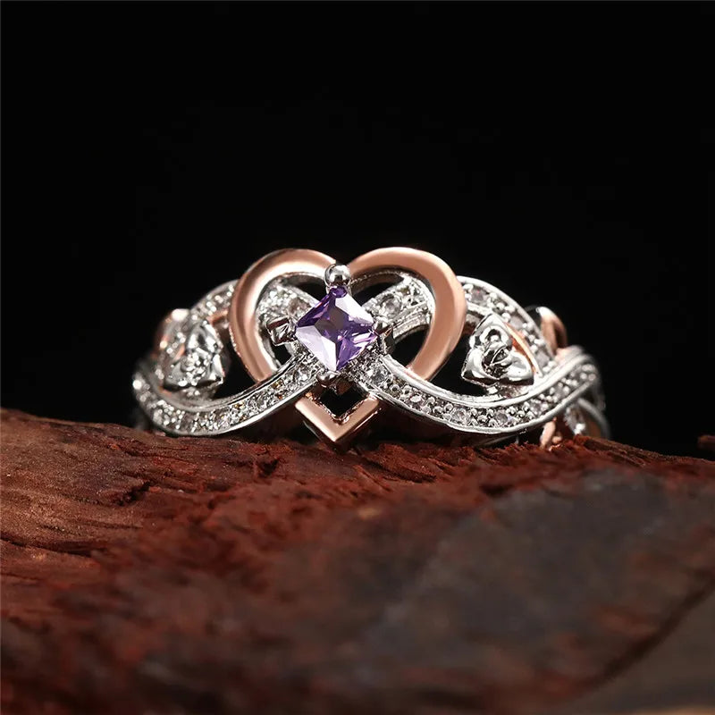 Heart Ring with Romantic Rose Flower~
