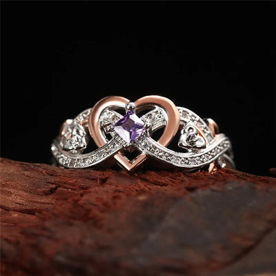 Heart Ring with Romantic Rose Flower~