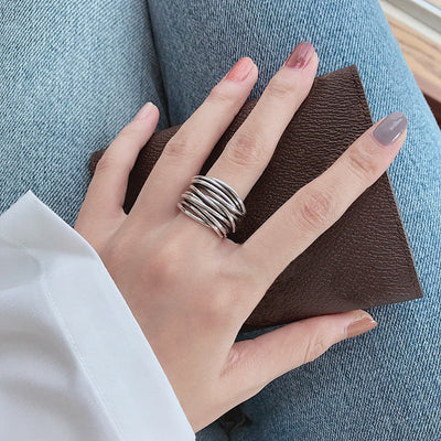 Clara – 925 Sterling Silver Adjustable Layered Ring