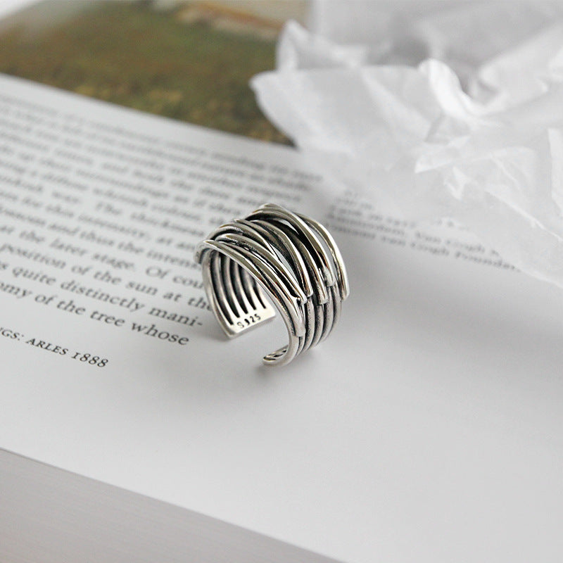 Clara – 925 Sterling Silver Adjustable Layered Ring
