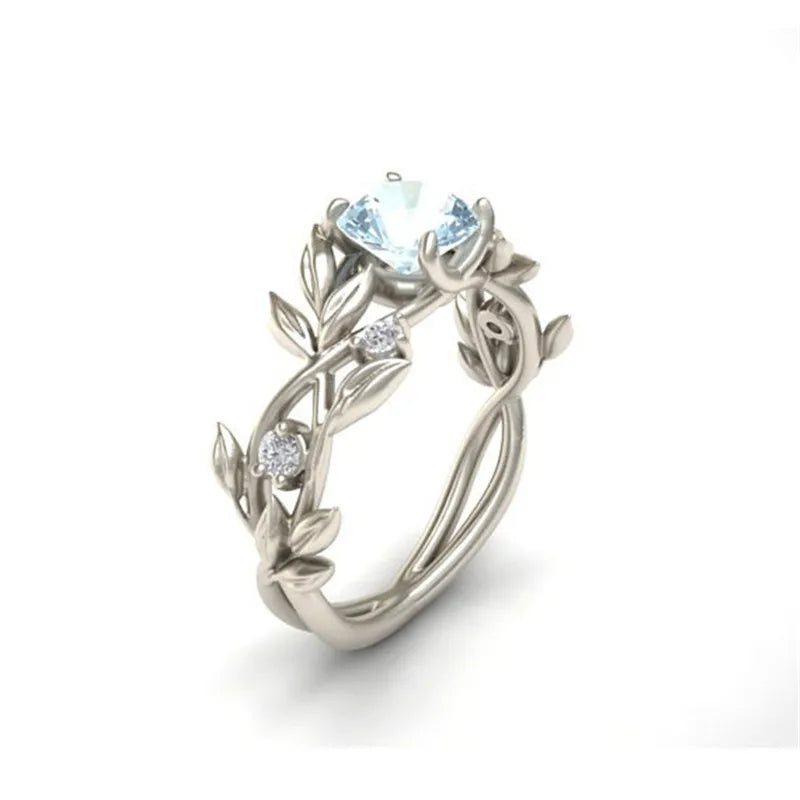 Olive Leaves Zirconia Ring~