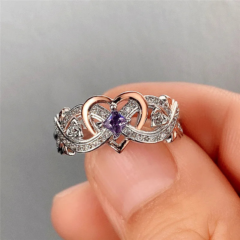 Heart Ring with Romantic Rose Flower~