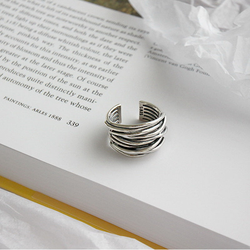 Clara – 925 Sterling Silver Adjustable Layered Ring