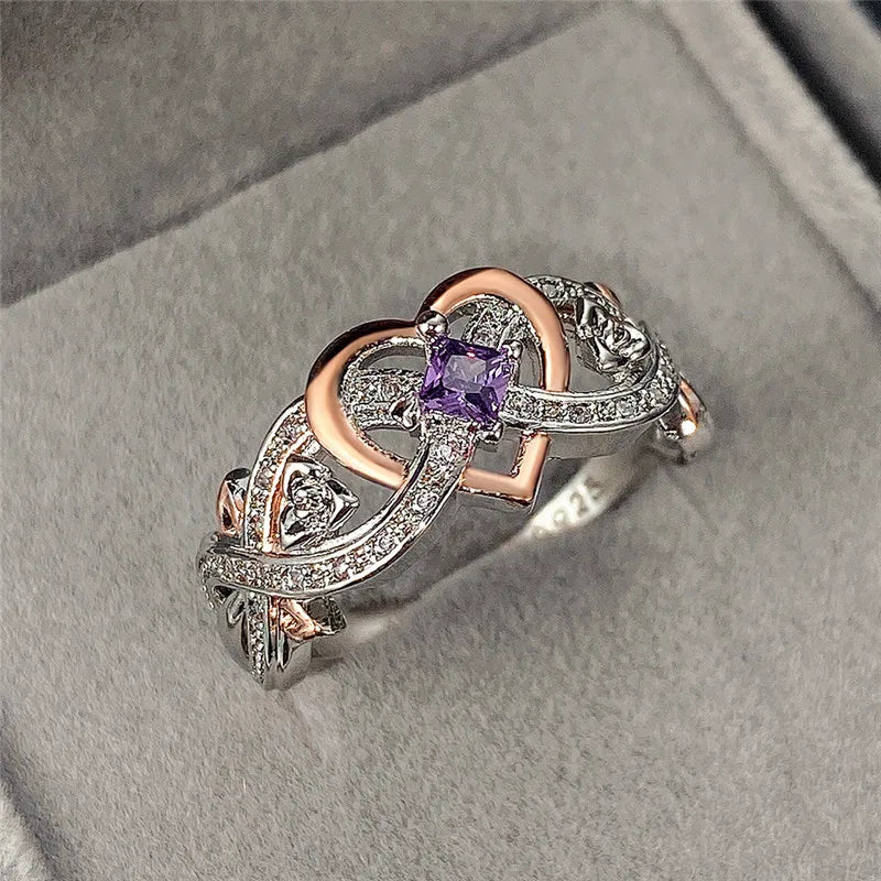 Heart Ring with Romantic Rose Flower~