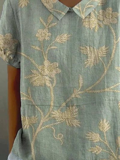 Grace – Vintage Floral Linen Shirt