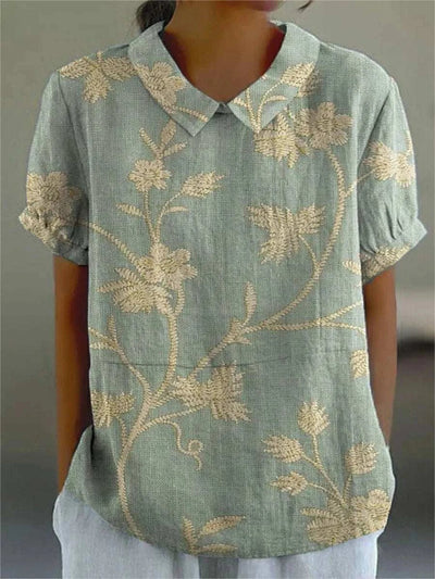 Grace – Vintage Floral Linen Shirt