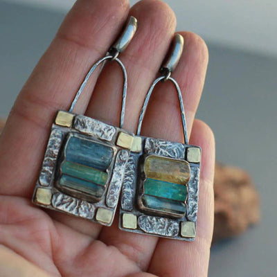Lila – Blue Green Crystal Drop Earrings