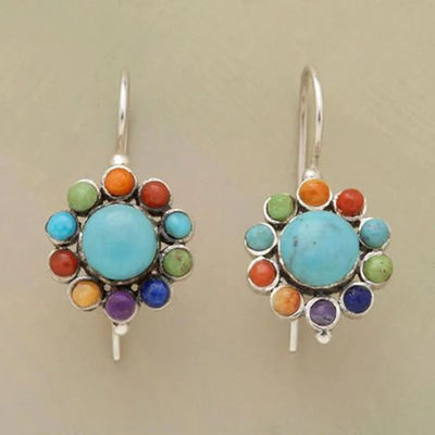 Liora - Multicoloured Turquoise Round Earrings