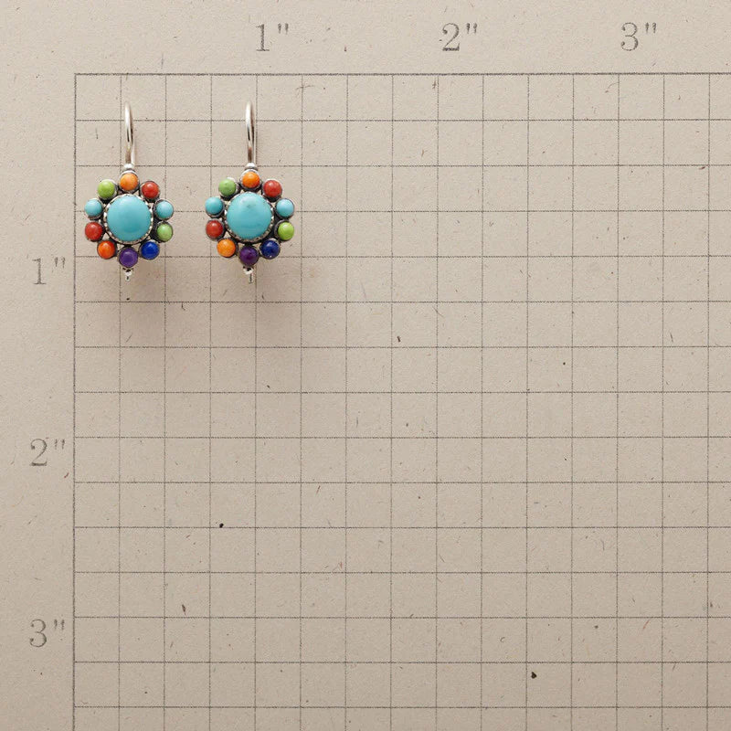 Liora - Multicoloured Turquoise Round Earrings