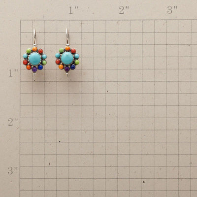 Liora - Multicoloured Turquoise Round Earrings