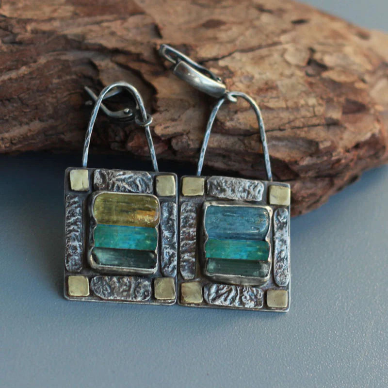 Lila – Blue Green Crystal Drop Earrings