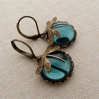 Odette - Spherical Dragonfly Earrings in Antique Gold