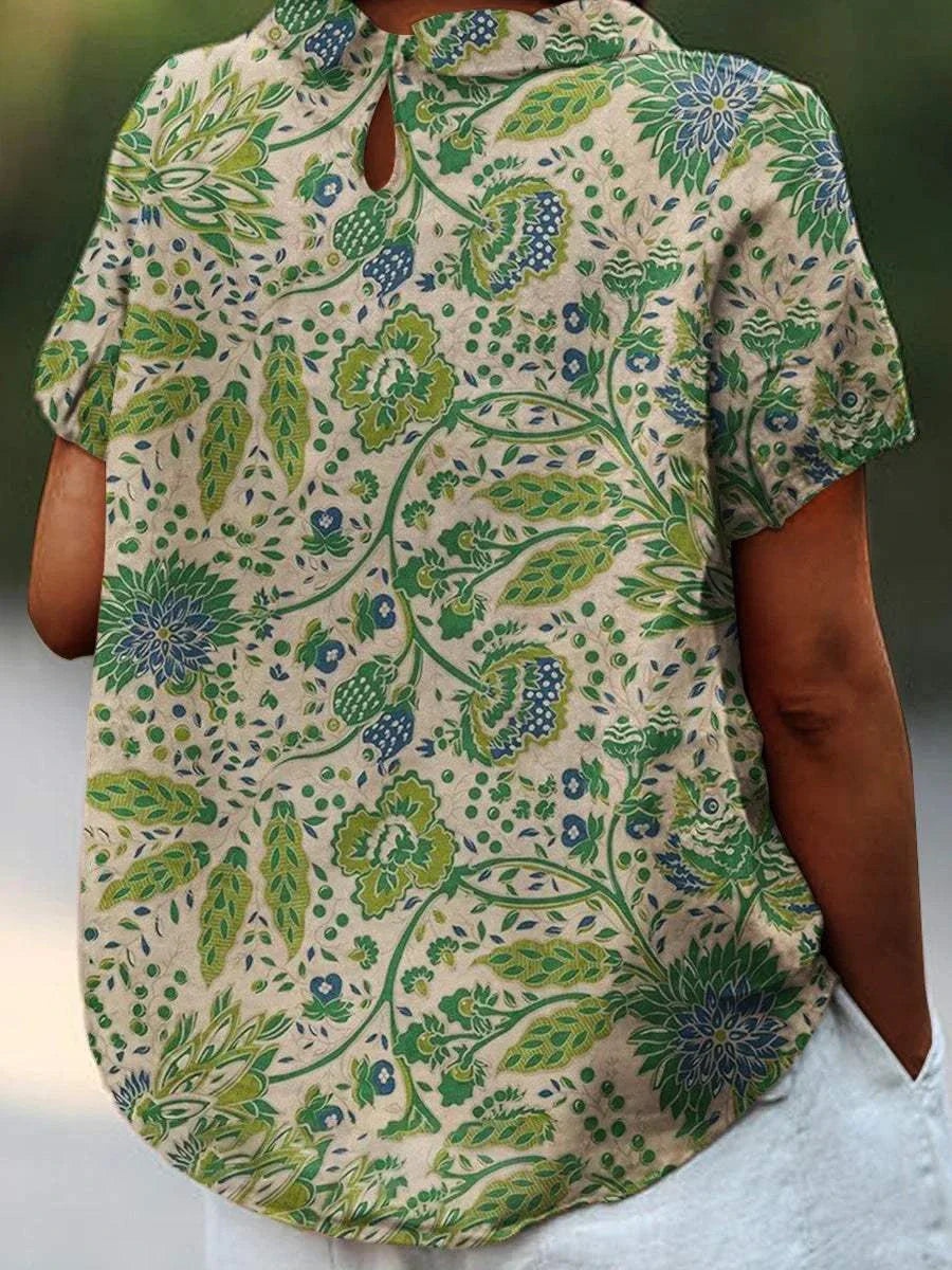 Chloe – Floral Linen Shirt